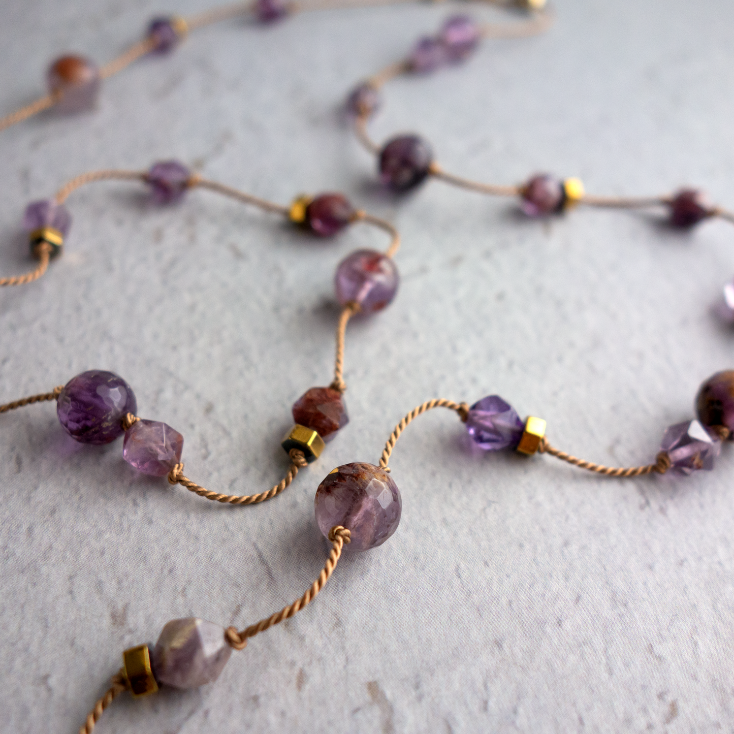 Jardin_ ジャルダン/ガーデンアメジスト*庭園のヒーリング 【シルクコード ロングネックレス_80cm】