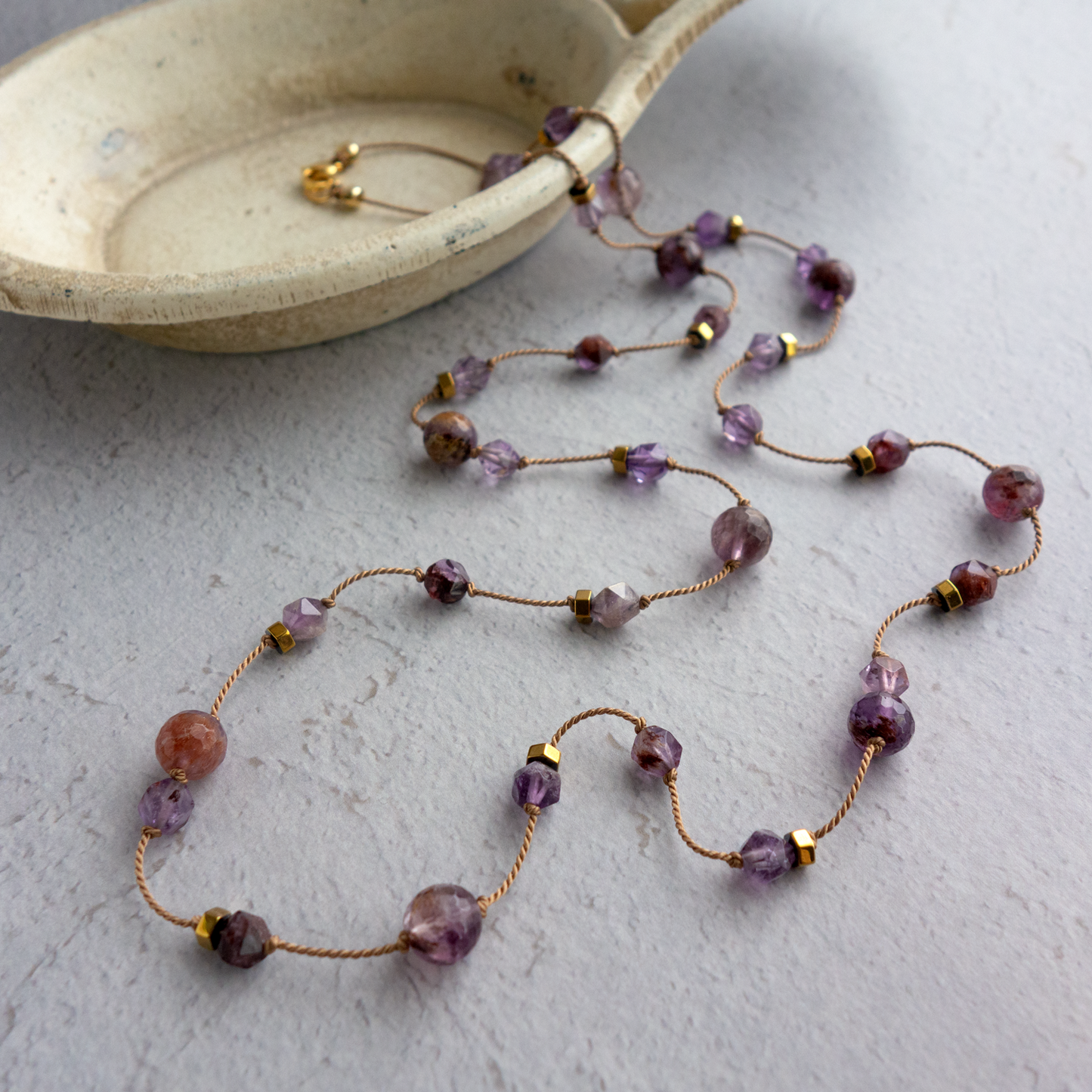 Jardin_ ジャルダン/ガーデンアメジスト*庭園のヒーリング 【シルクコード ロングネックレス_80cm】