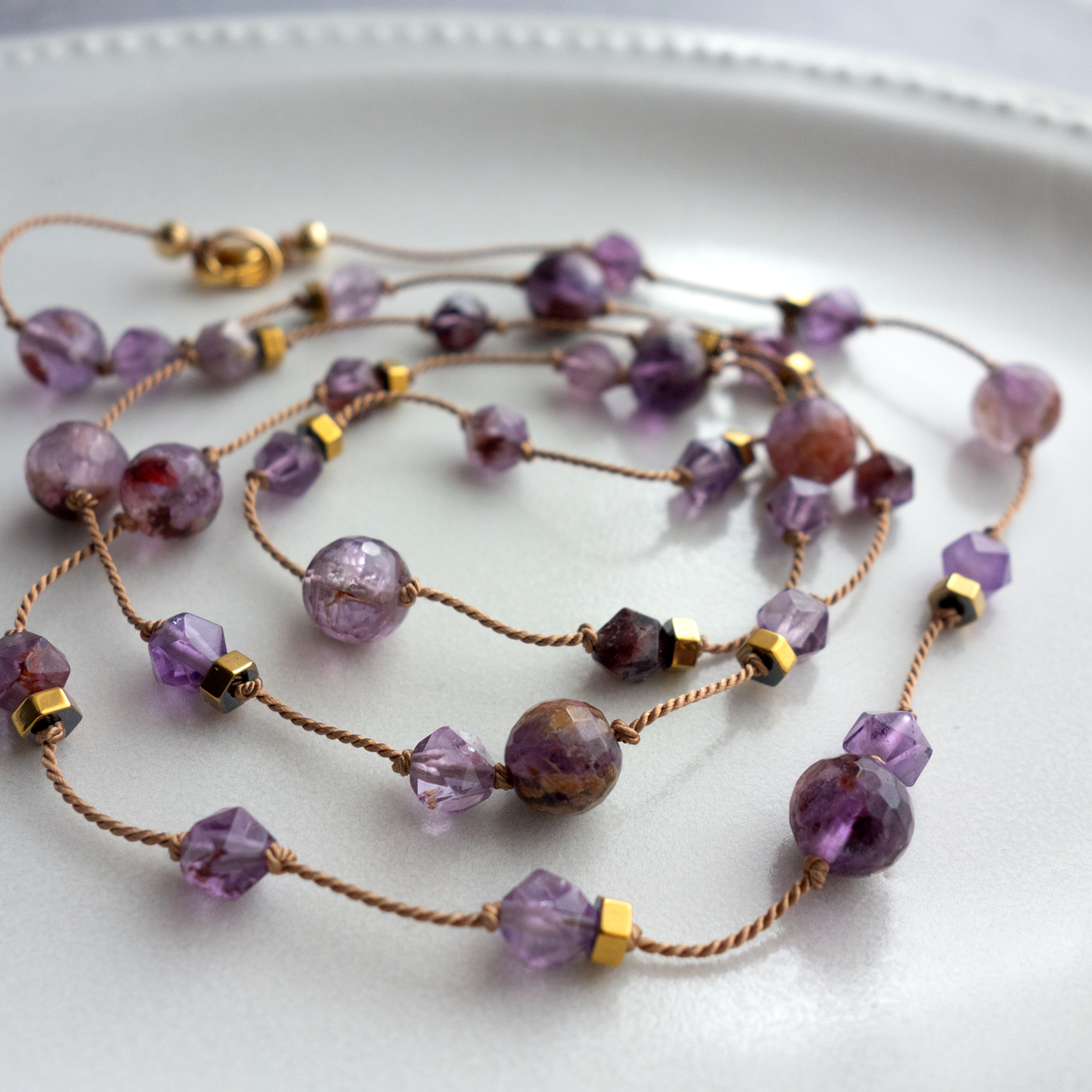 Jardin_ ジャルダン/ガーデンアメジスト*庭園のヒーリング 【シルクコード ロングネックレス_80cm】