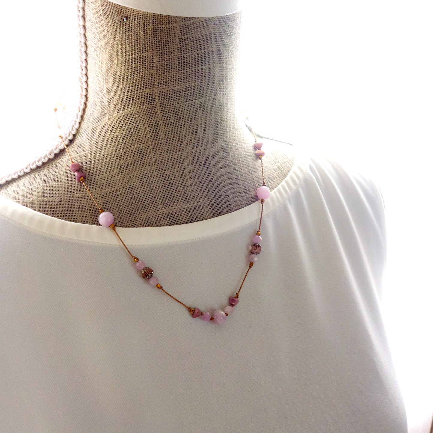 Lavande_ラヴァンド/クンツァイト*夕べの宝石 【シルクコード ネックレス_50cm】