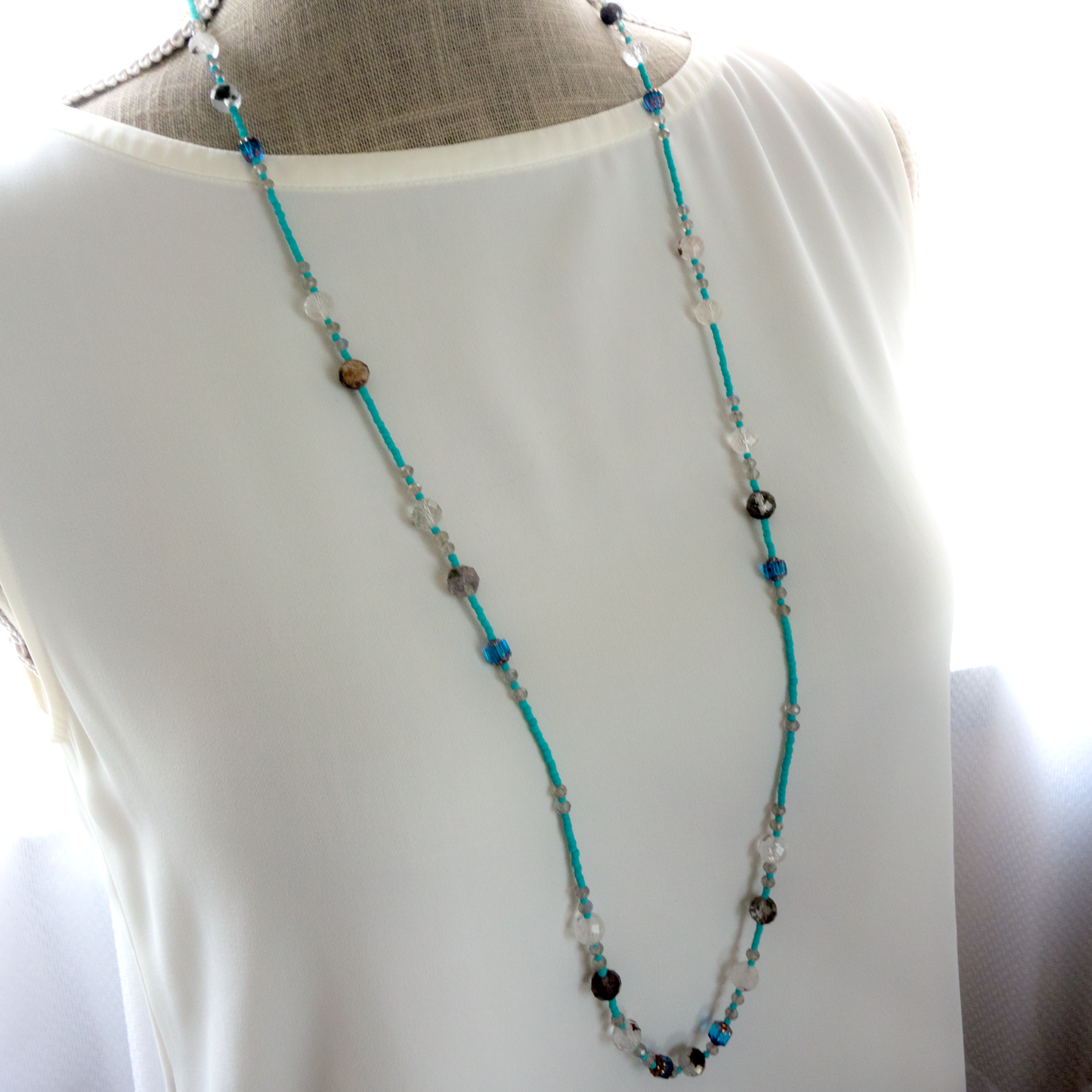 Céleste _ セレステ/天空のブルー* ロングネックレス【シルクコードネックレス_90cm】