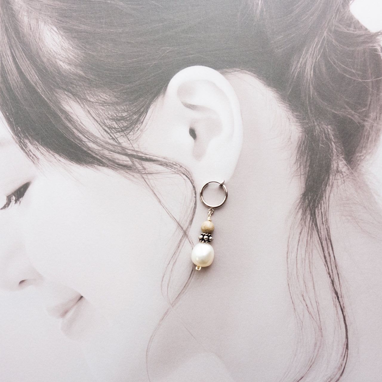 Écru _エクリュ【ピアス/イヤリング】淡水パール+ジャスパー