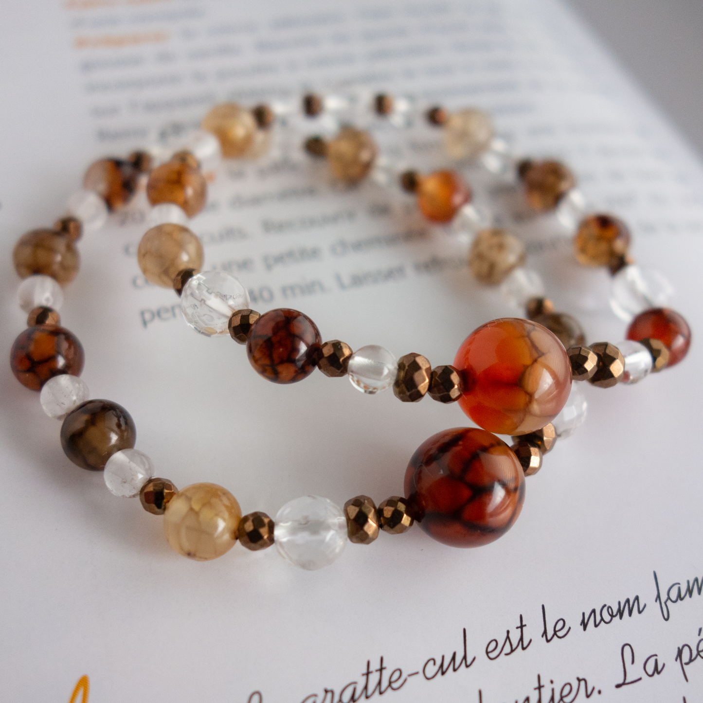 *「ドラゴンアゲート×水晶」_天然石ブレスレット #214