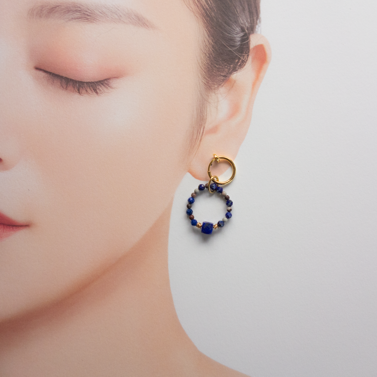 L'azur clair_鮮やかな瑠璃色【イヤリング/ピアス】ラピスラズリ