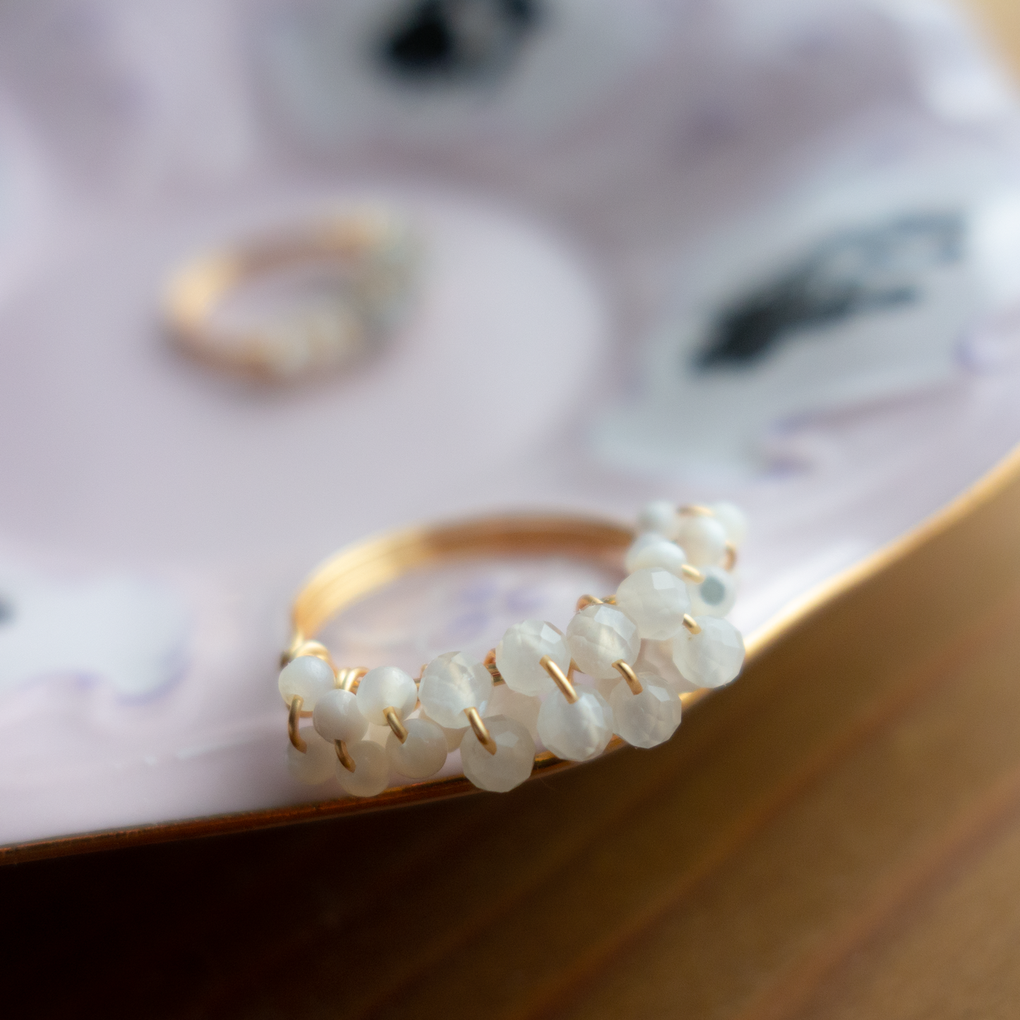 mousse_ ムース/【マザーオブパール×ラブラドライト,ムーンストーン】_天然石ワイヤーリング