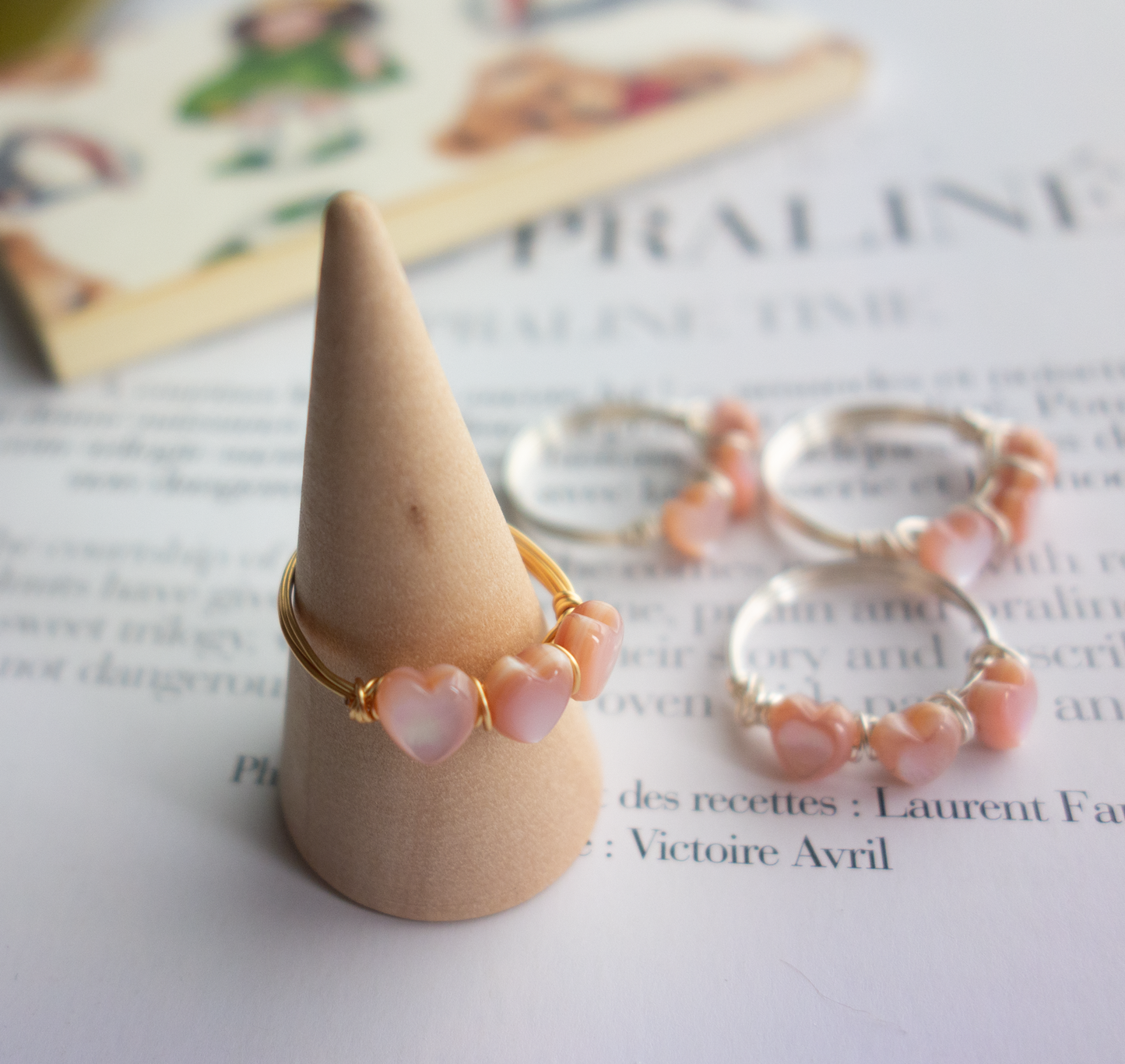 Pauline_ ポリーヌ/【ピンクシェル】_天然石ワイヤーリング