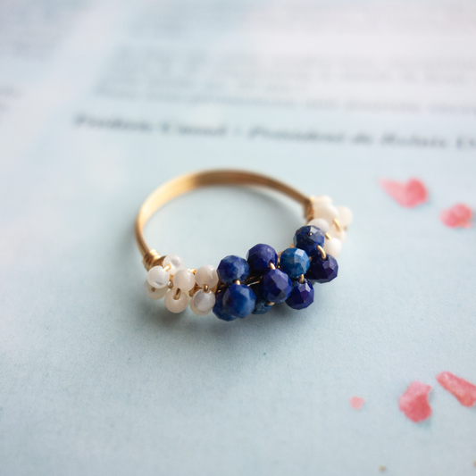 mousse_ ムース/【ラピスラズリ×マザーオブパール】_天然石ワイヤーリング