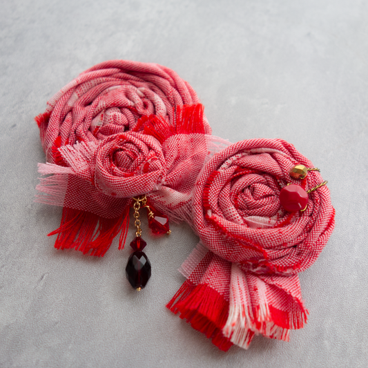 【中紅_nakabeni】和モダン_コサージュ*着物リメイク