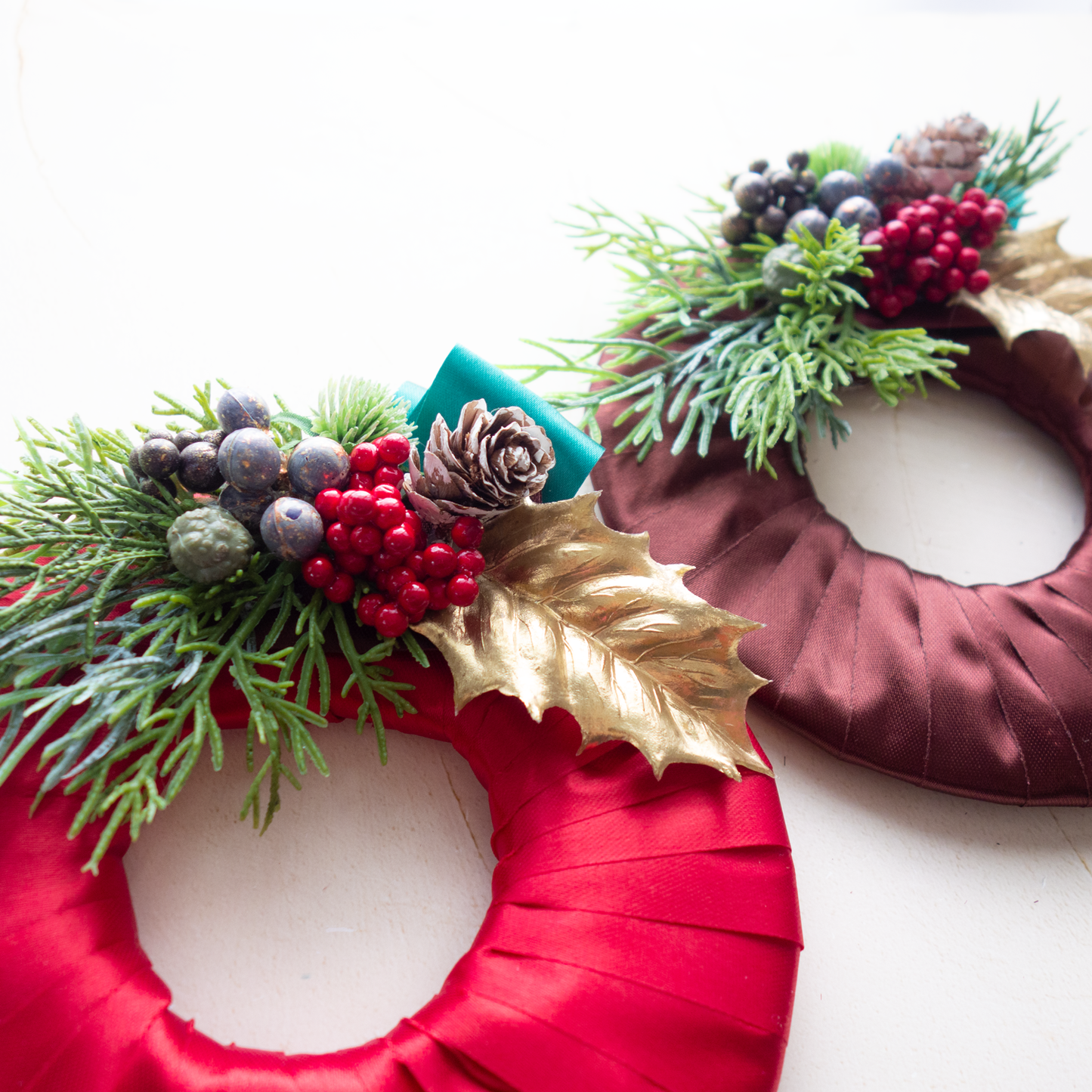 Noël_ノエル【サテンリボンリース】作成キット(完成品の購入可能)_冬のお部屋を飾る手作りリース