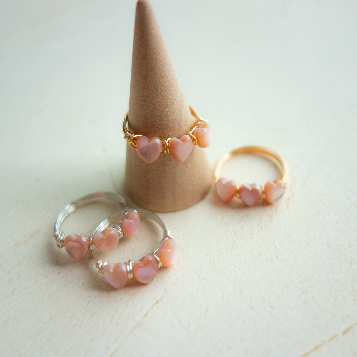 Pauline_ ポリーヌ/【ピンクシェル】_天然石ワイヤーリング