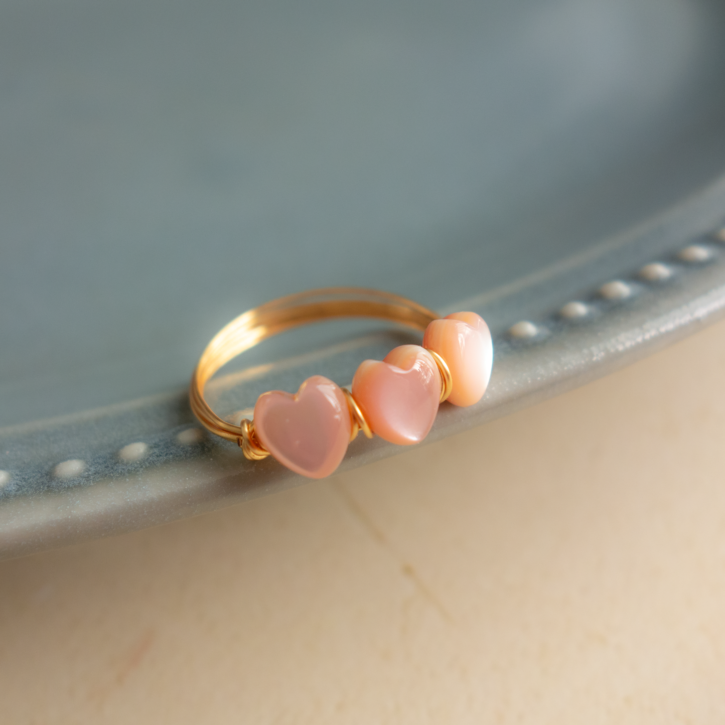 Pauline_ ポリーヌ/【ピンクシェル】_天然石ワイヤーリング