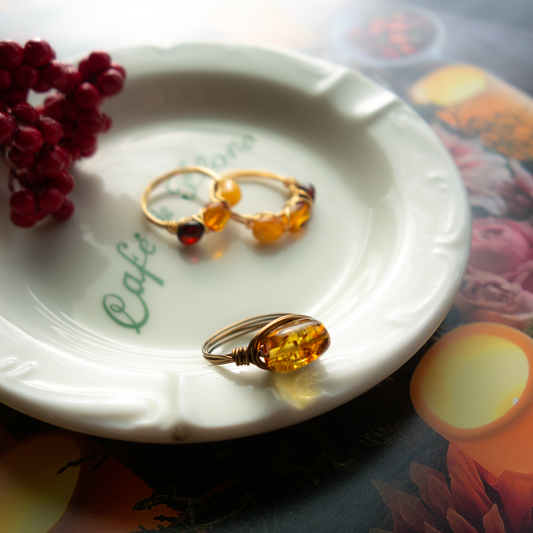 ancienne_アンシエンヌ/「バルティックアンバー(琥珀) 」_天然石ワイヤーリング