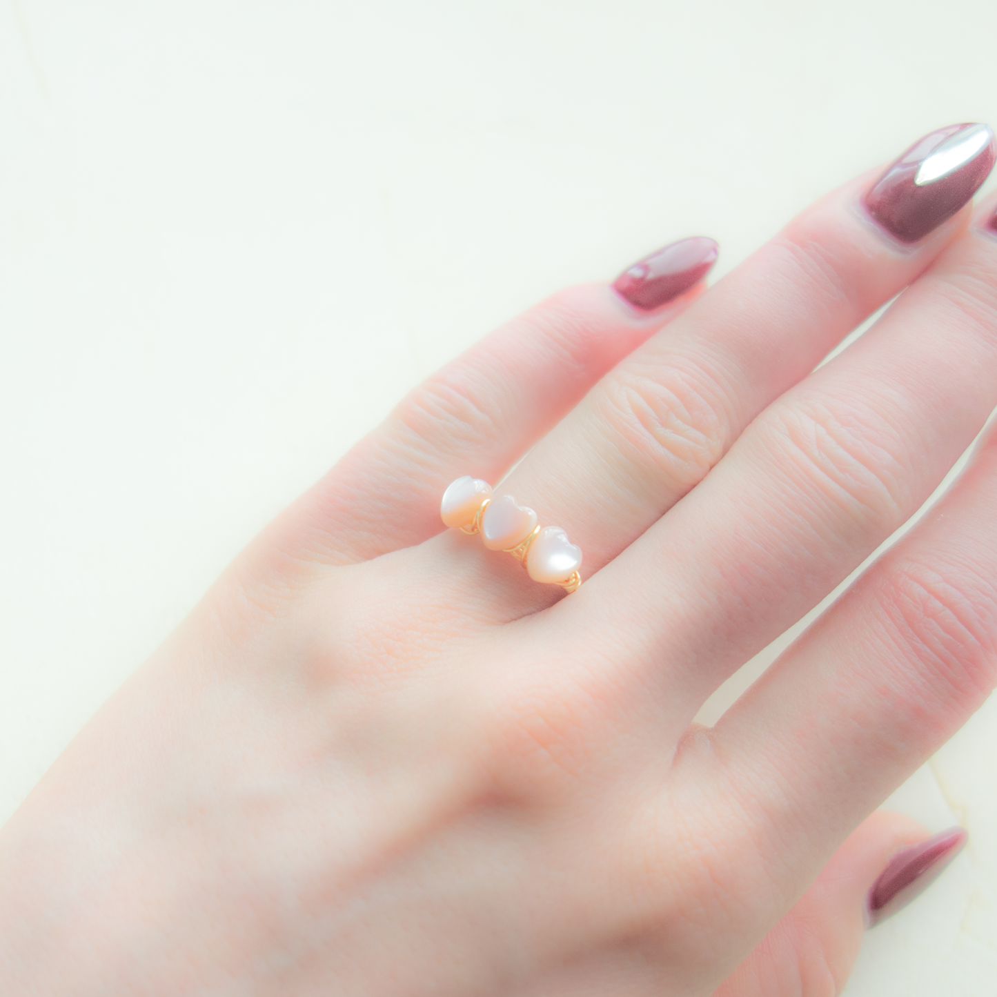 Pauline_ ポリーヌ/【ピンクシェル】_天然石ワイヤーリング