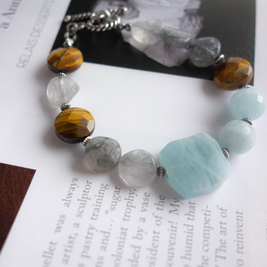 Fogie_フォギー/「アクアマリン」シックなグレイ調*ニュアンスカラーのブレスレット/「アクアマリン」シックなグレイ調*ニュアンスカラーのブレスレット