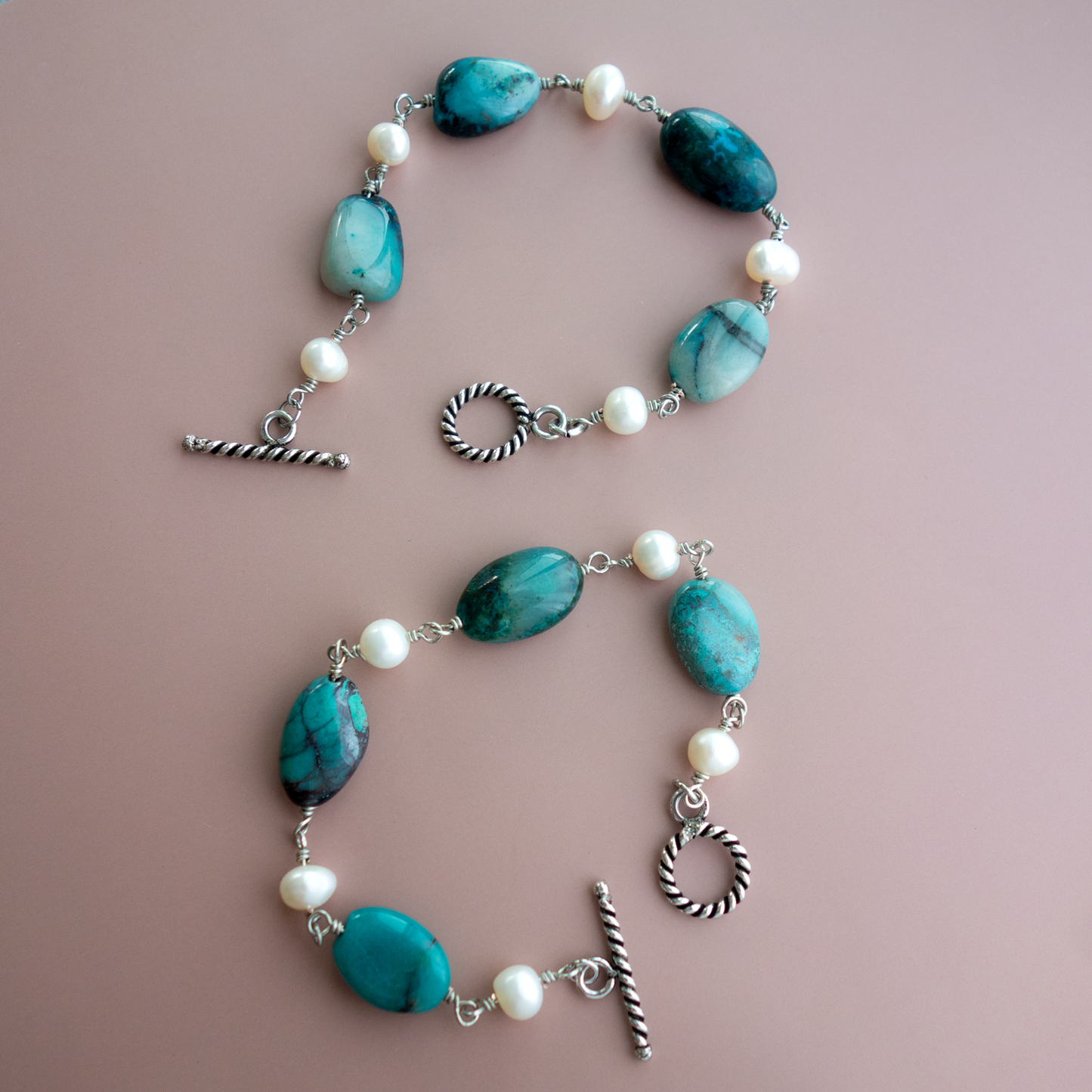 Peacock_ピーコック/「クリソコラ」地球*ブルーグリーンのブレスレット/Colorful Earth *Blue-green bracelet #259