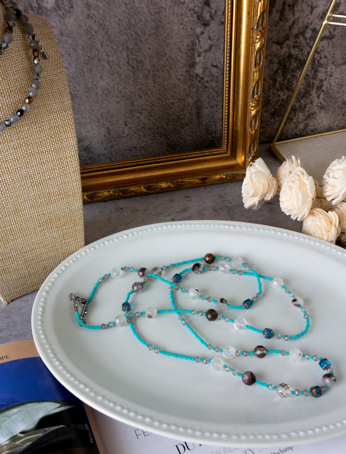 Céleste _ セレステ/天空のブルー* ロングネックレス【シルクコードネックレス_90cm】