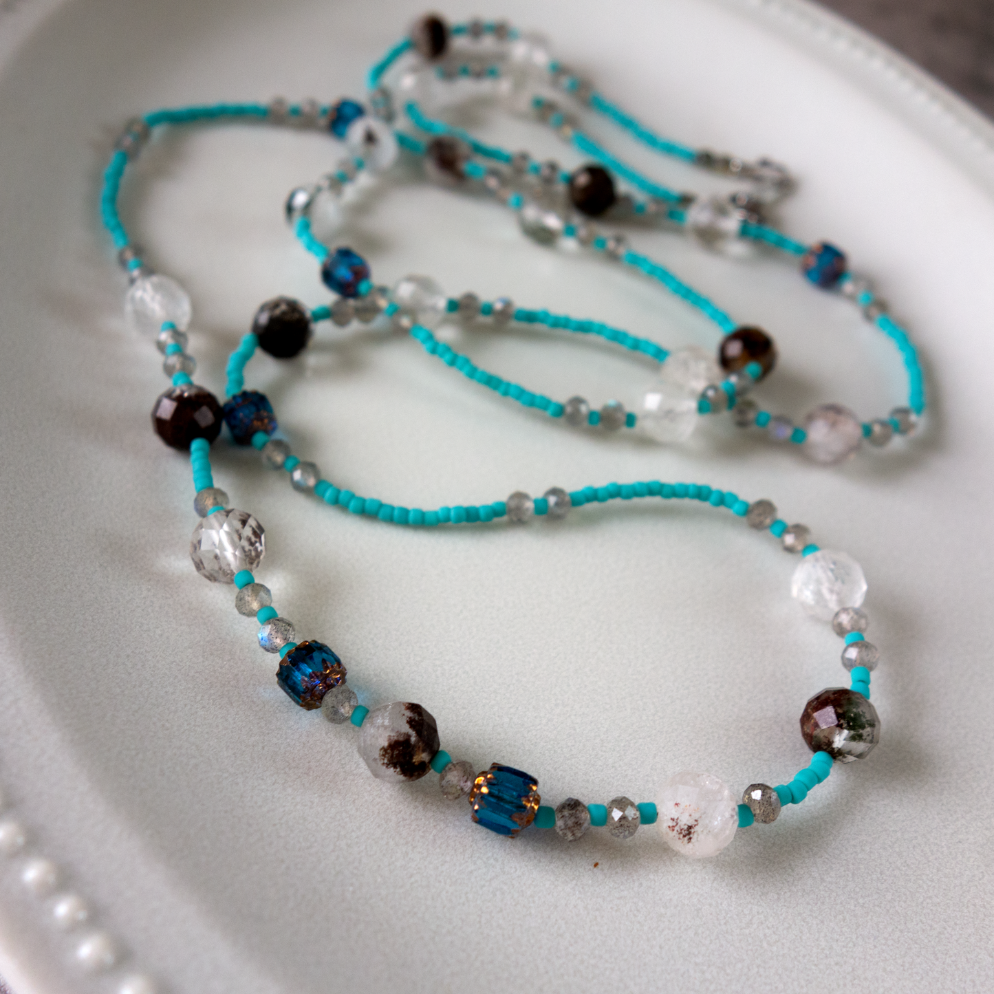 Céleste _ セレステ/天空のブルー* ロングネックレス【シルクコードネックレス_90cm】