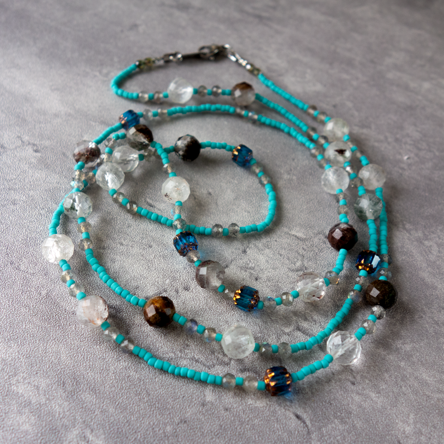 Céleste _ セレステ/天空のブルー* ロングネックレス【シルクコードネックレス_90cm】