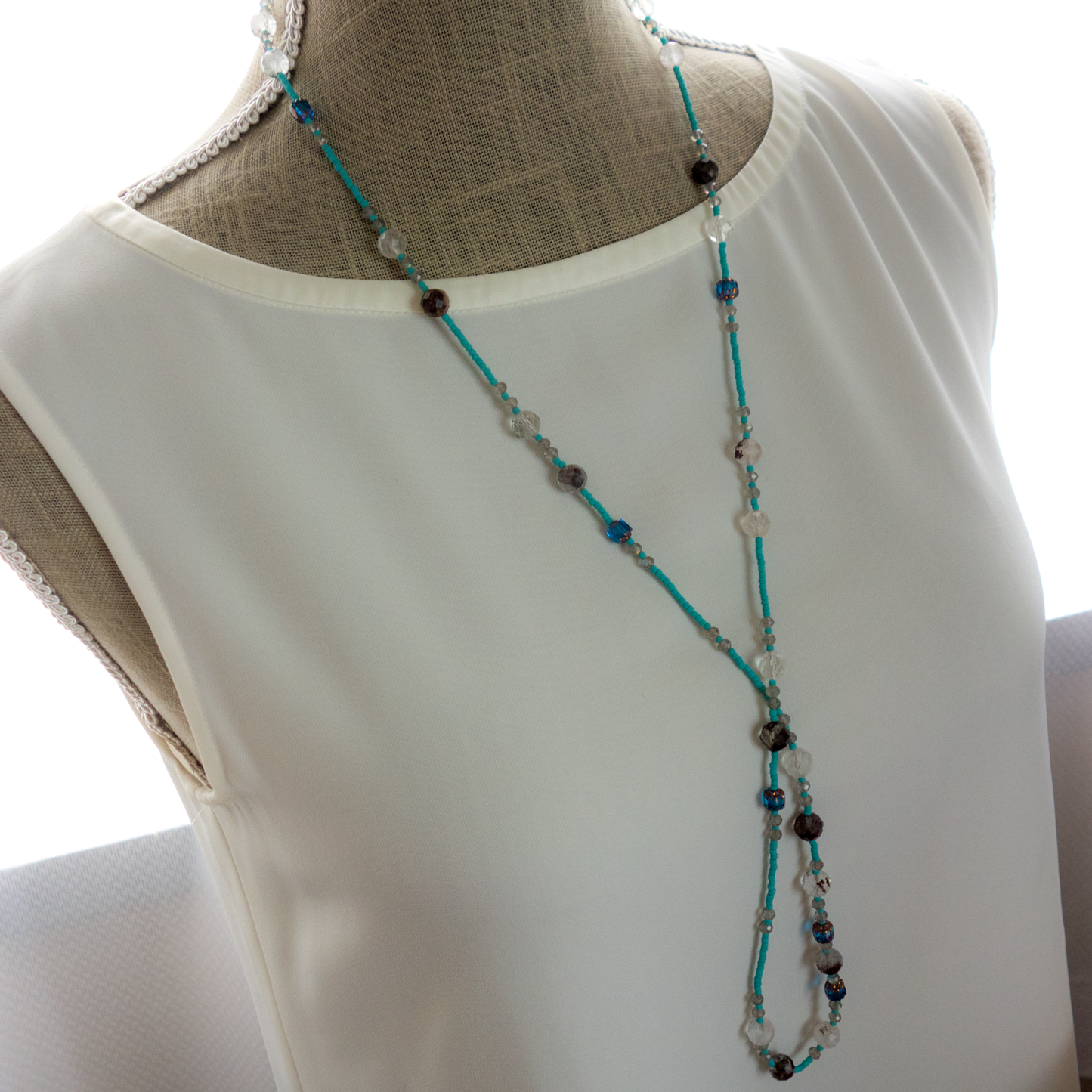 Céleste _ セレステ/天空のブルー* ロングネックレス【シルクコードネックレス_90cm】