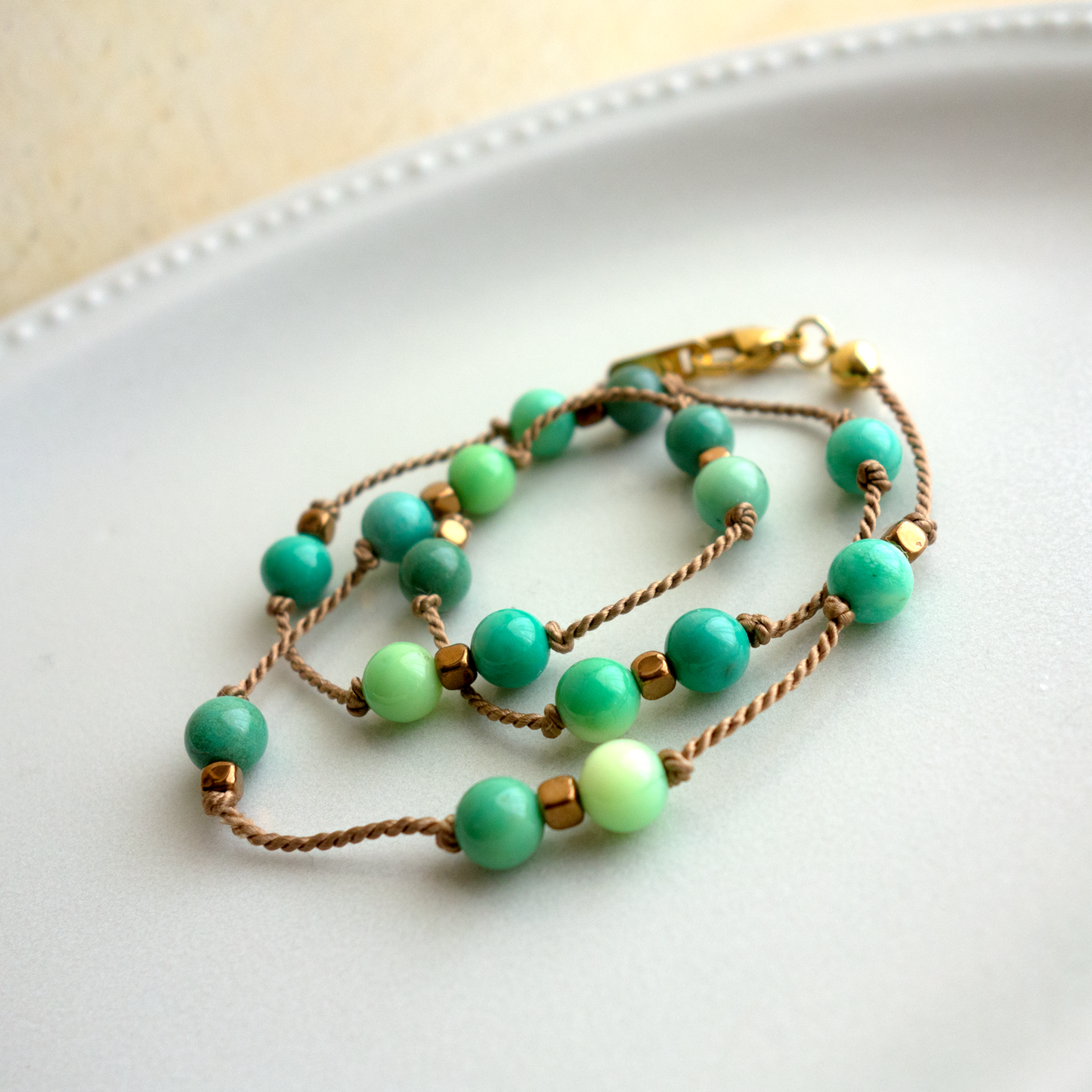 Poirot _ ポアロ/穏やかで爽やかなグリーン* クリソプレーズ【シルクコードネックレス_42cm】