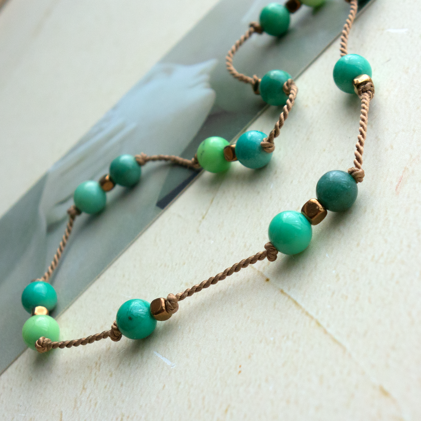 Poirot _ ポアロ/穏やかで爽やかなグリーン* クリソプレーズ【シルクコードネックレス_42cm】