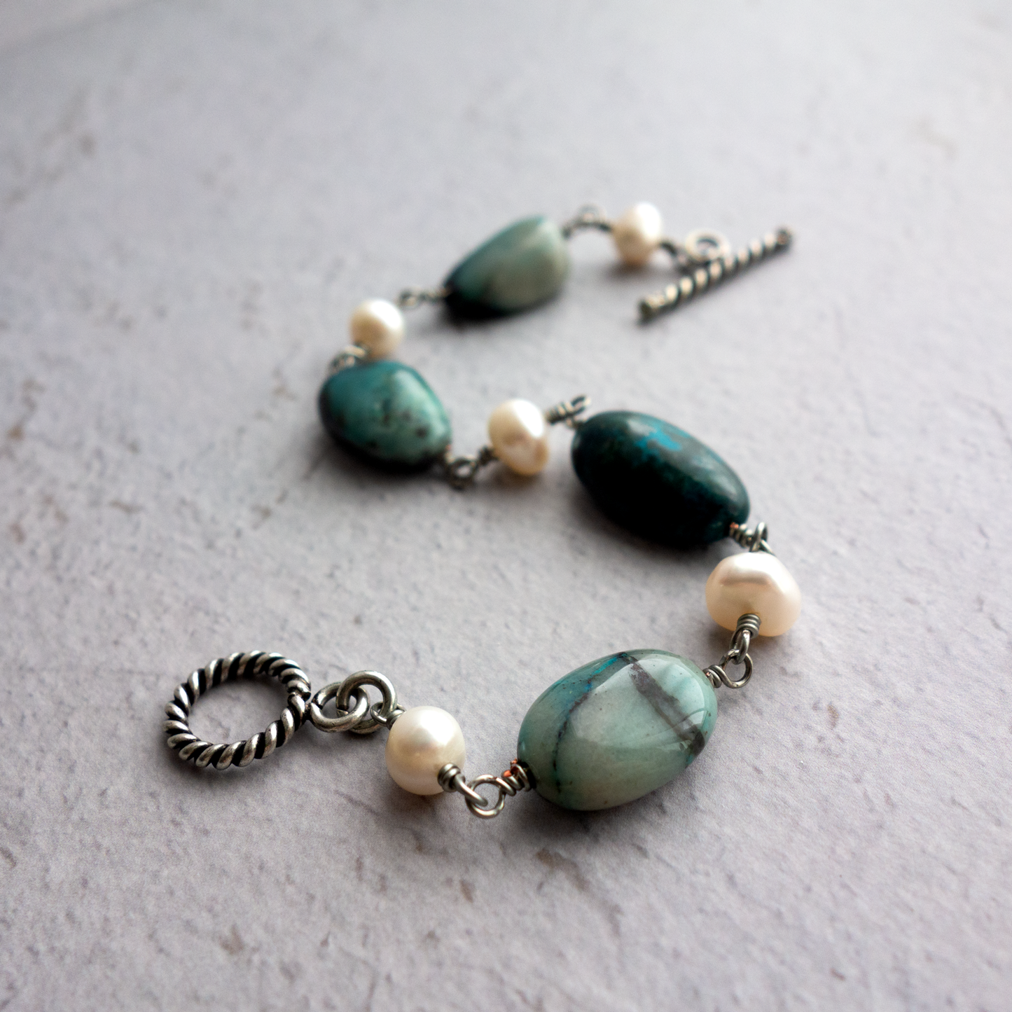 Peacock_ピーコック/「クリソコラ」地球*ブルーグリーンのブレスレット/Colorful Earth *Blue-green bracelet #259