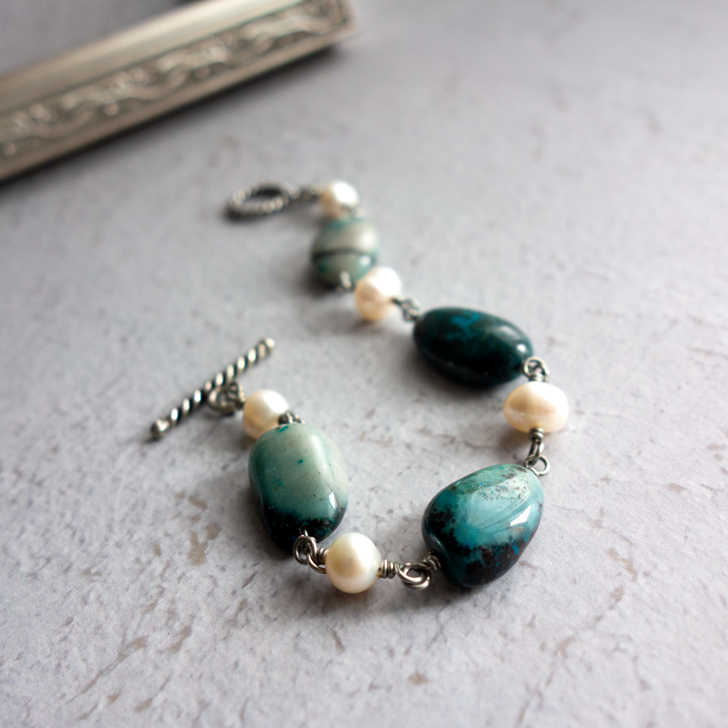 Peacock_ピーコック/「クリソコラ」地球*ブルーグリーンのブレスレット/Colorful Earth *Blue-green bracelet #259