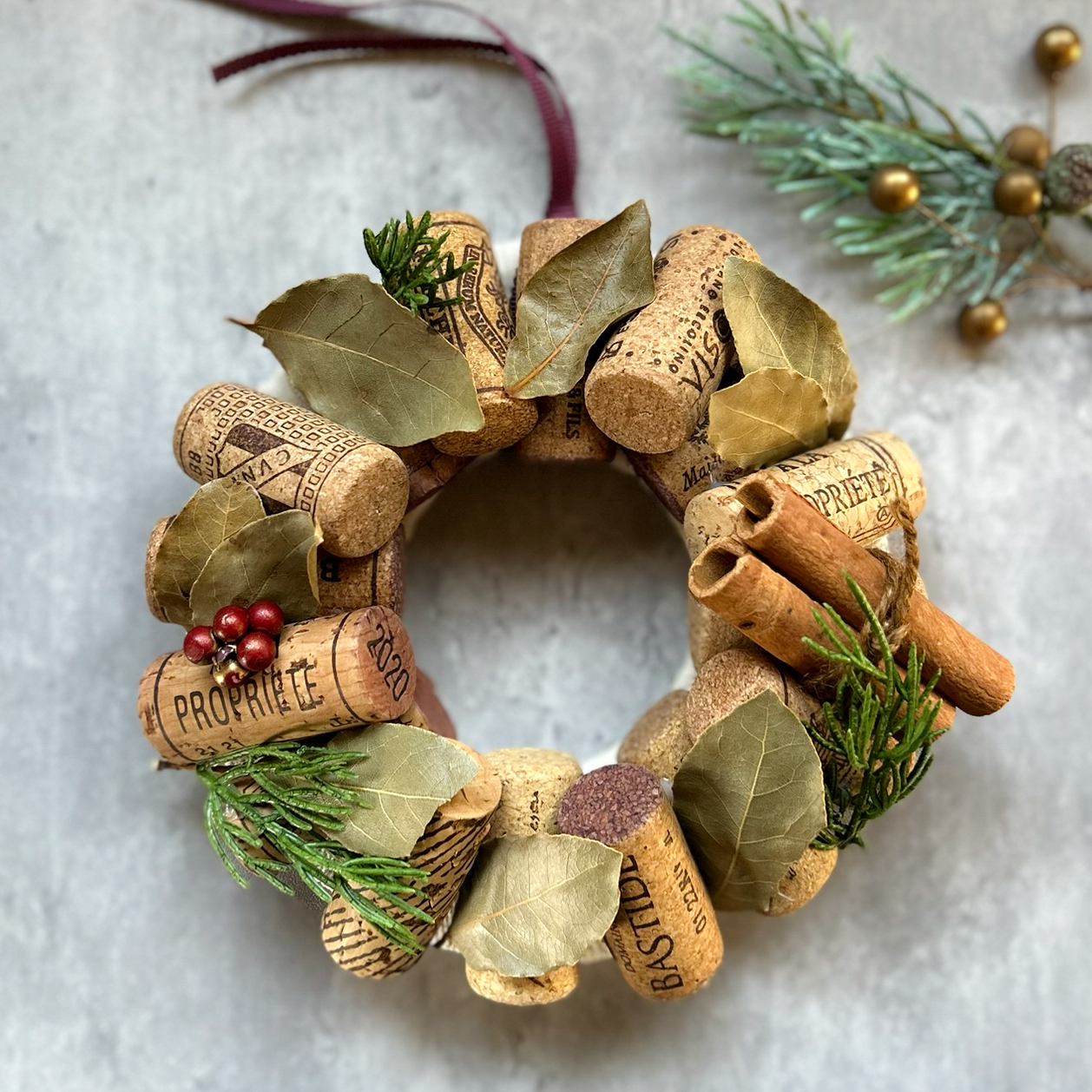 archaïque"_お部屋になじむシックで素朴なリース【ワインコルクリース】