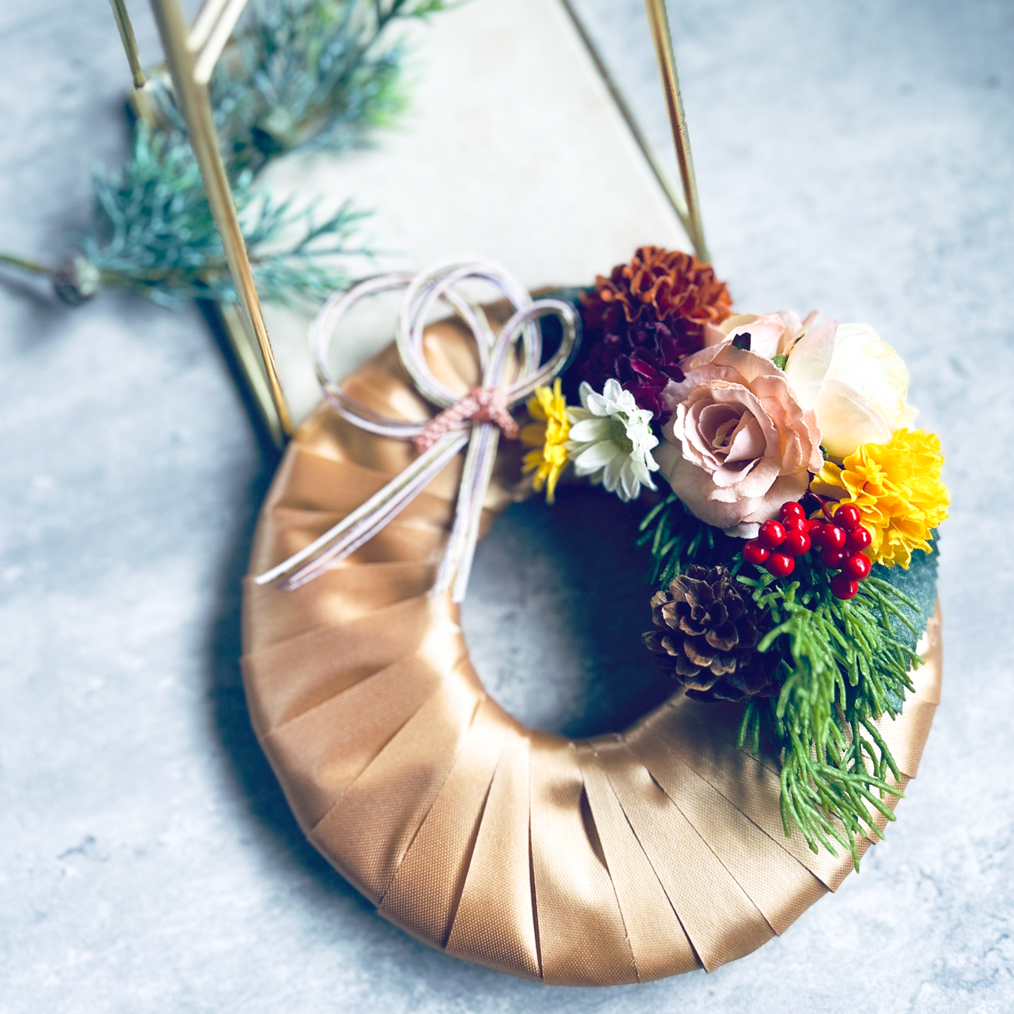 hiver_イヴェール【サテンリボンリース】_冬の時間_小さなリース