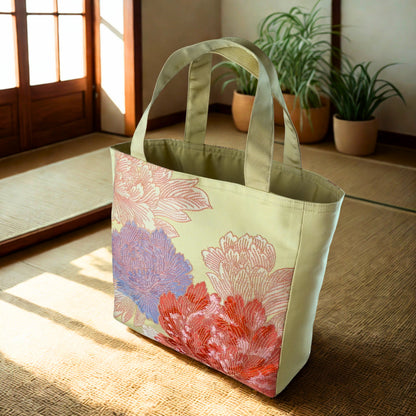 【静かに華やぐ大輪の花文様】和モダン_トートバッグ #083