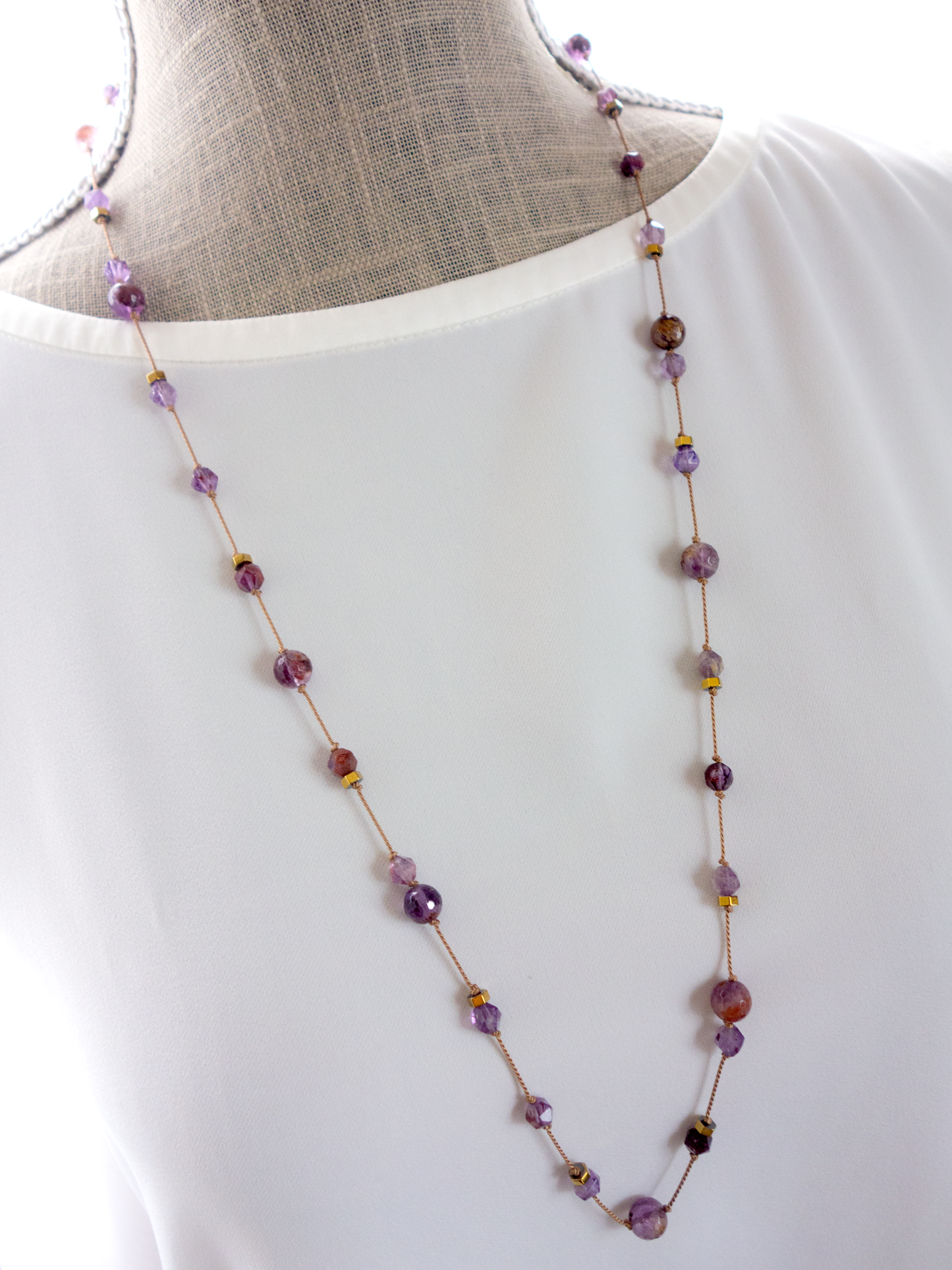 Jardin_ ジャルダン／ガーデンアメジスト*庭園のヒーリング 【シルクコード ロングネックレス_80cm】