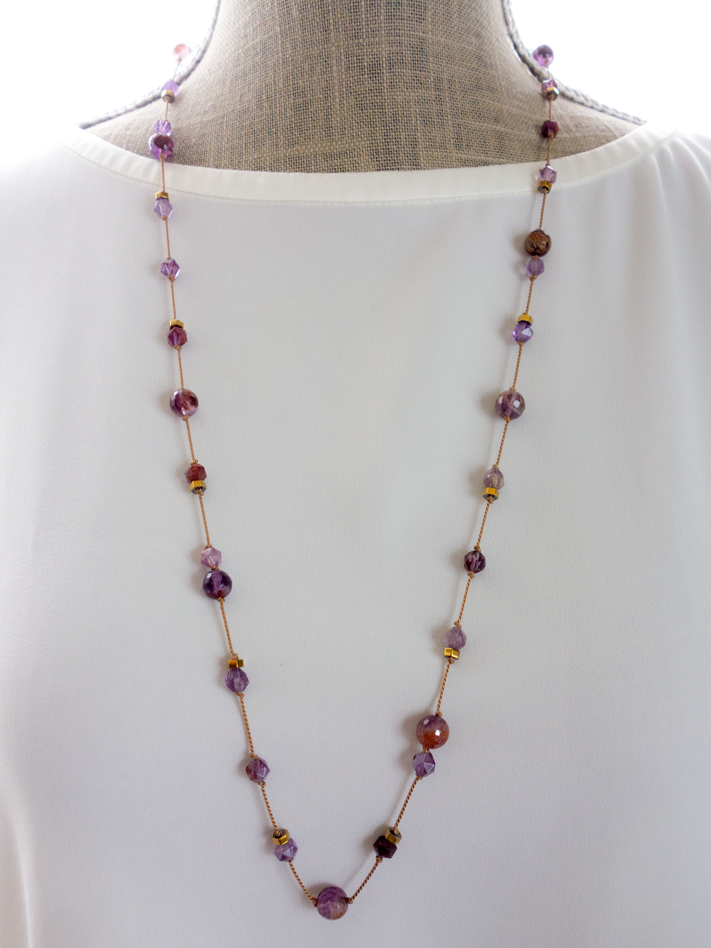 Jardin_ ジャルダン／ガーデンアメジスト*庭園のヒーリング 【シルクコード ロングネックレス_80cm】