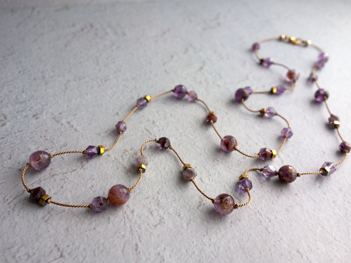 Jardin_ ジャルダン／ガーデンアメジスト*庭園のヒーリング 【シルクコード ロングネックレス_80cm】