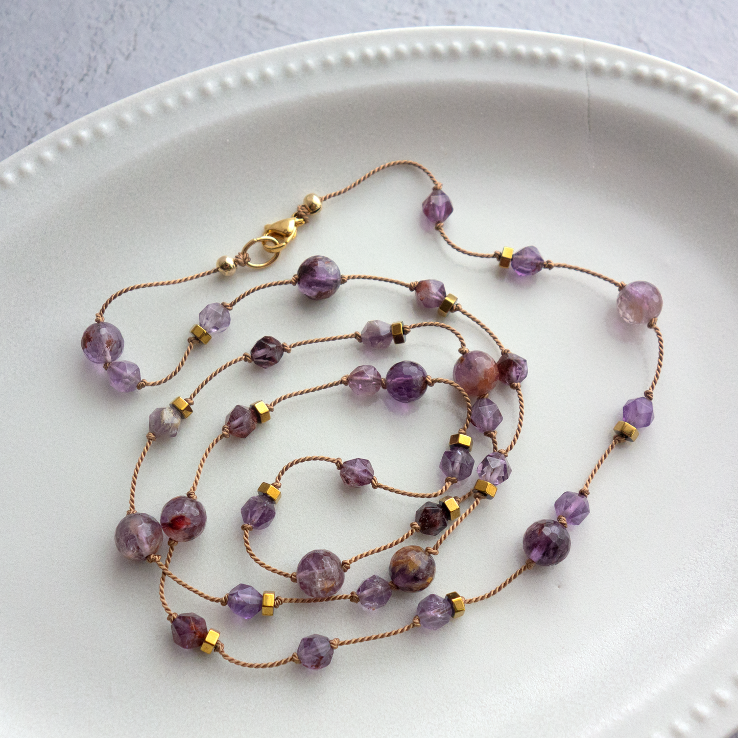 Jardin_ ジャルダン／ガーデンアメジスト*庭園のヒーリング 【シルクコード ロングネックレス_80cm】