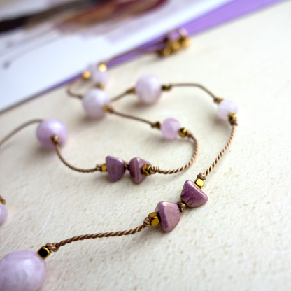 Lavande_ラヴァンド／クンツァイト*夕べの宝石 【シルクコード ネックレス_50cm】