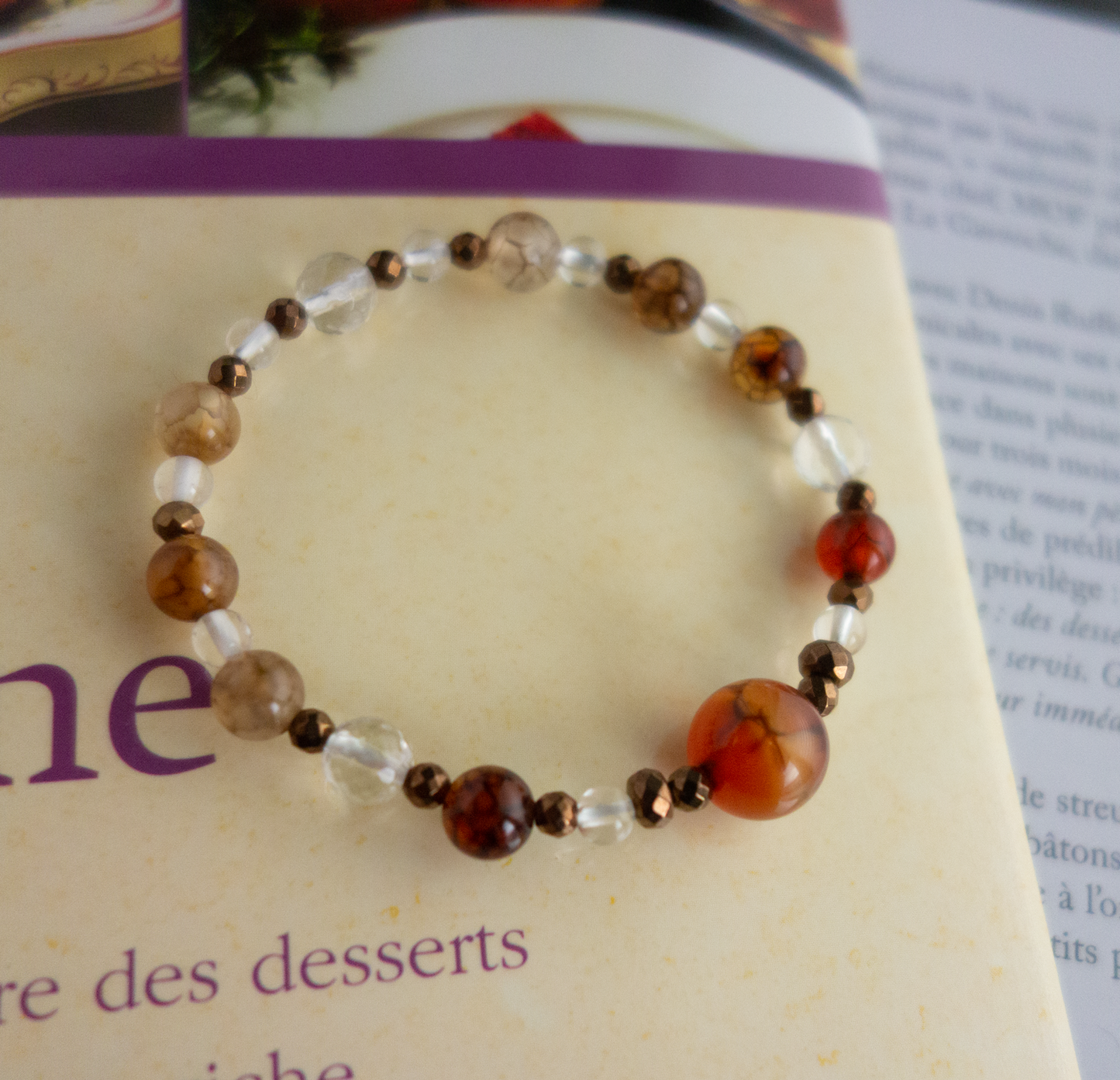 *「ドラゴンアゲート×水晶」_天然石ブレスレット #214