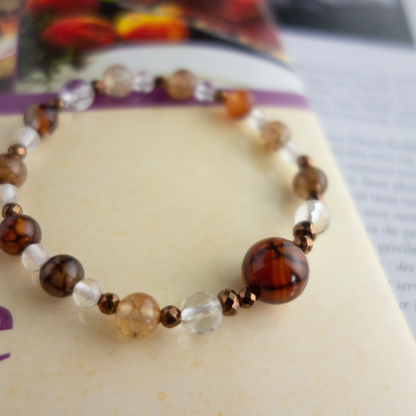 *「ドラゴンアゲート×水晶」_天然石ブレスレット #214