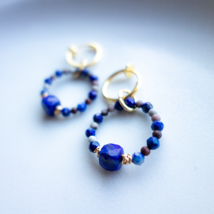 L'azur clair_鮮やかな瑠璃色【イヤリング/ピアス】ラピスラズリ