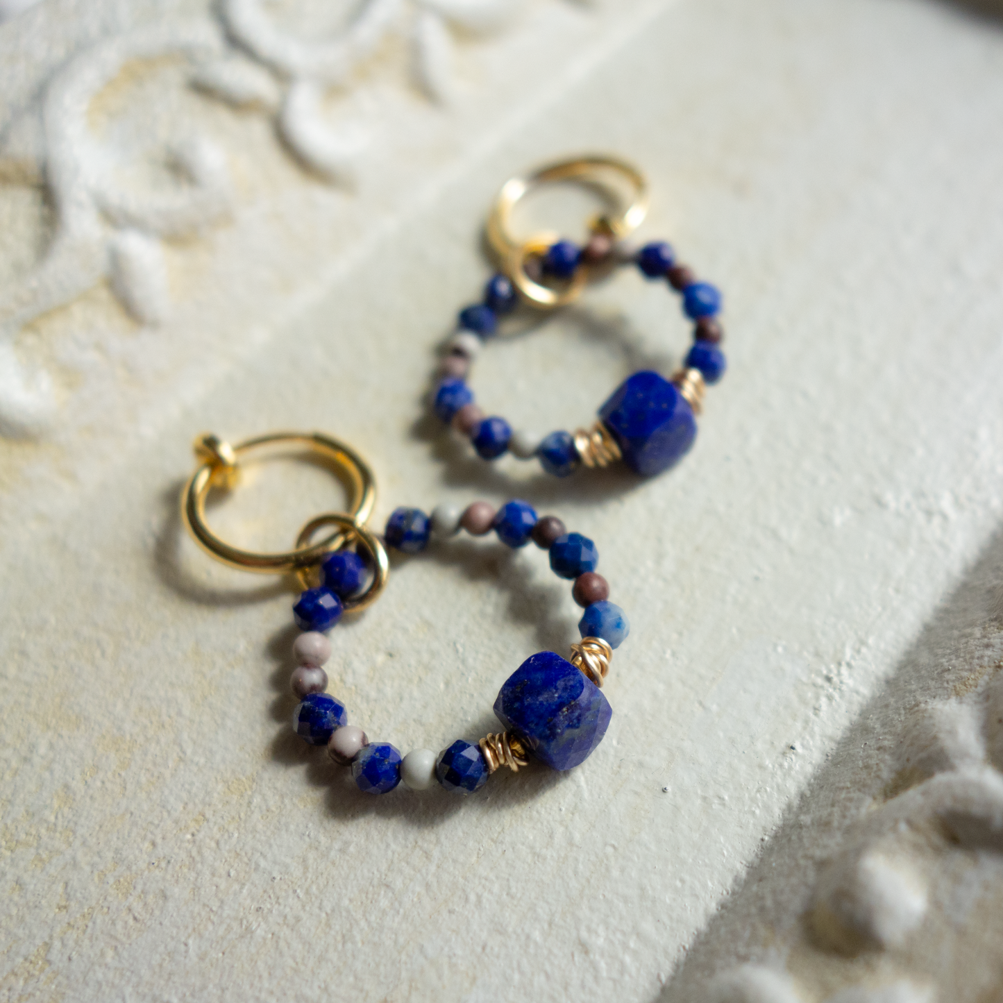 L'azur clair_鮮やかな瑠璃色【イヤリング/ピアス】ラピスラズリ