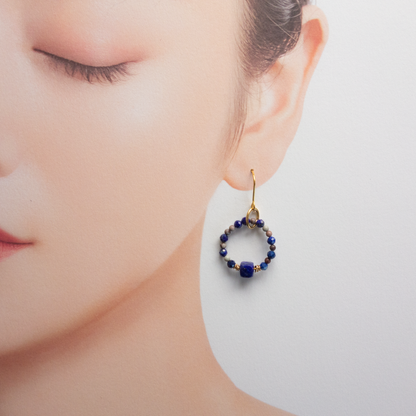 L'azur clair_鮮やかな瑠璃色【イヤリング/ピアス】ラピスラズリ