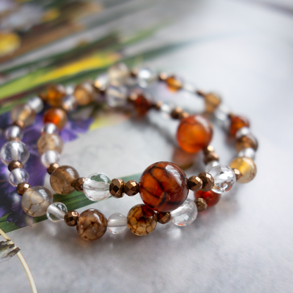 *「ドラゴンアゲート×水晶」_天然石ブレスレット #214