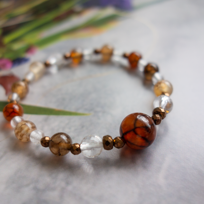 *「ドラゴンアゲート×水晶」_天然石ブレスレット #214