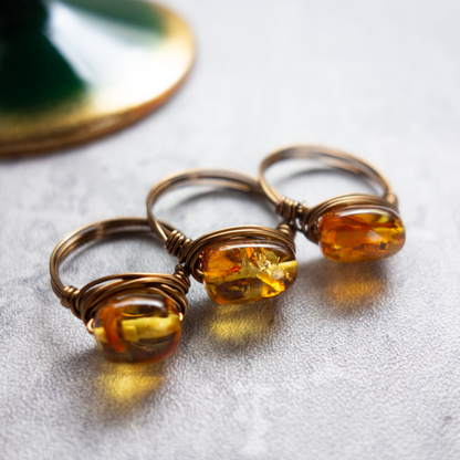 ancienne_アンシエンヌ／「バルティックアンバー(琥珀) 」_天然石ワイヤーリング