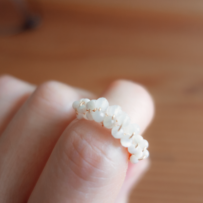 mousse_ ムース／【マザーオブパール×ラブラドライト,ムーンストーン】_天然石ワイヤーリング