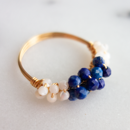 mousse_ ムース／【ラピスラズリ×マザーオブパール】_天然石ワイヤーリング