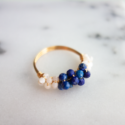 mousse_ ムース／【ラピスラズリ×マザーオブパール】_天然石ワイヤーリング