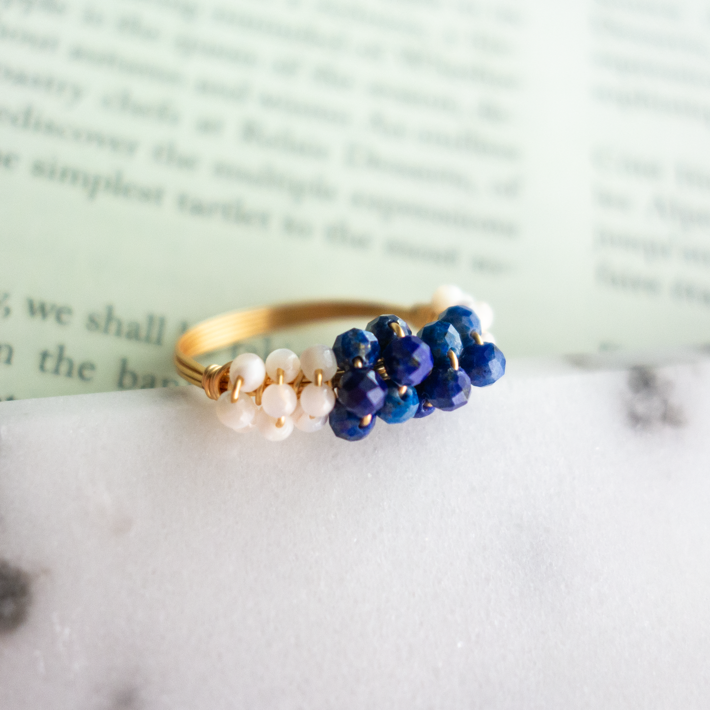 mousse_ ムース／【ラピスラズリ×マザーオブパール】_天然石ワイヤーリング