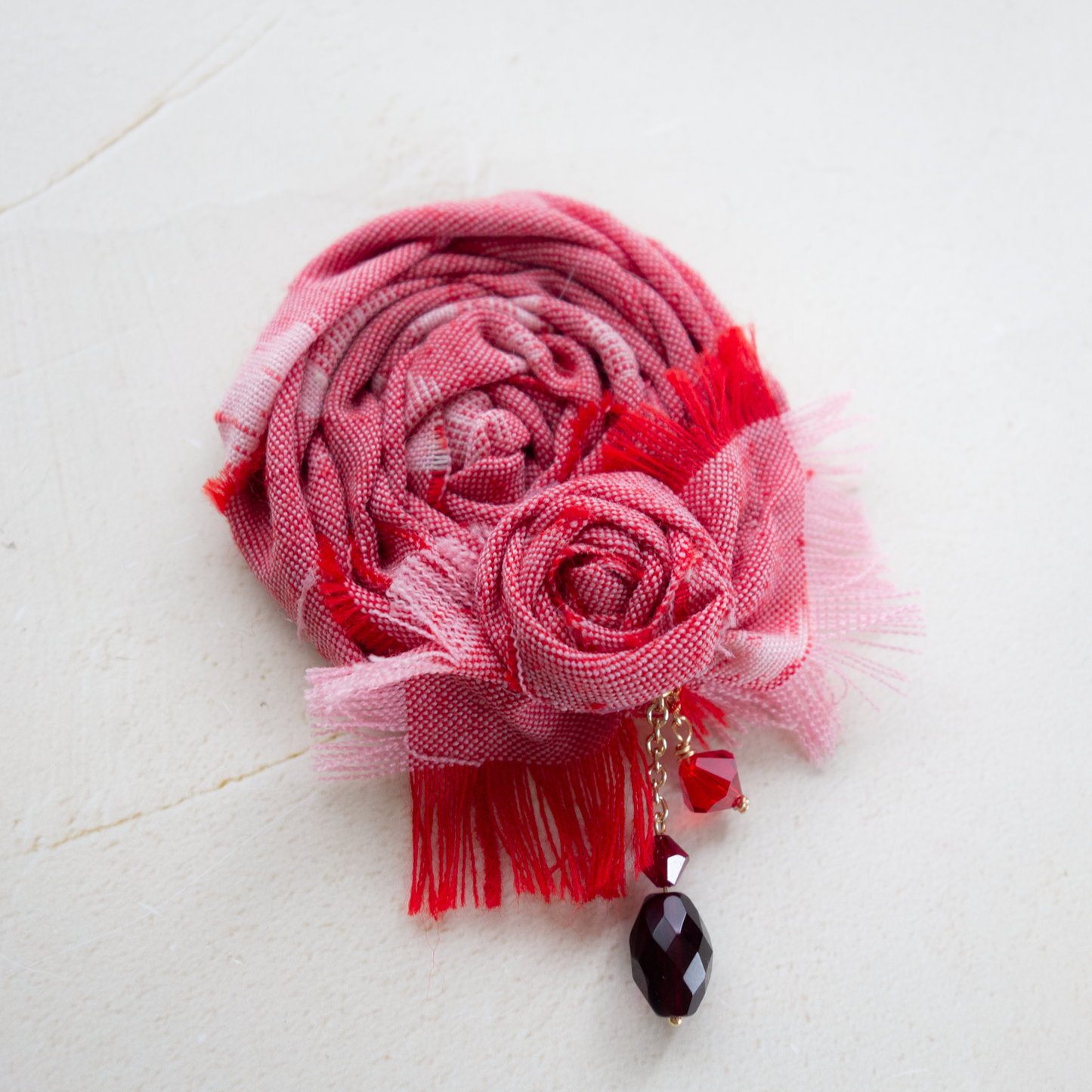 【中紅_nakabeni】和モダン_コサージュ*着物リメイク