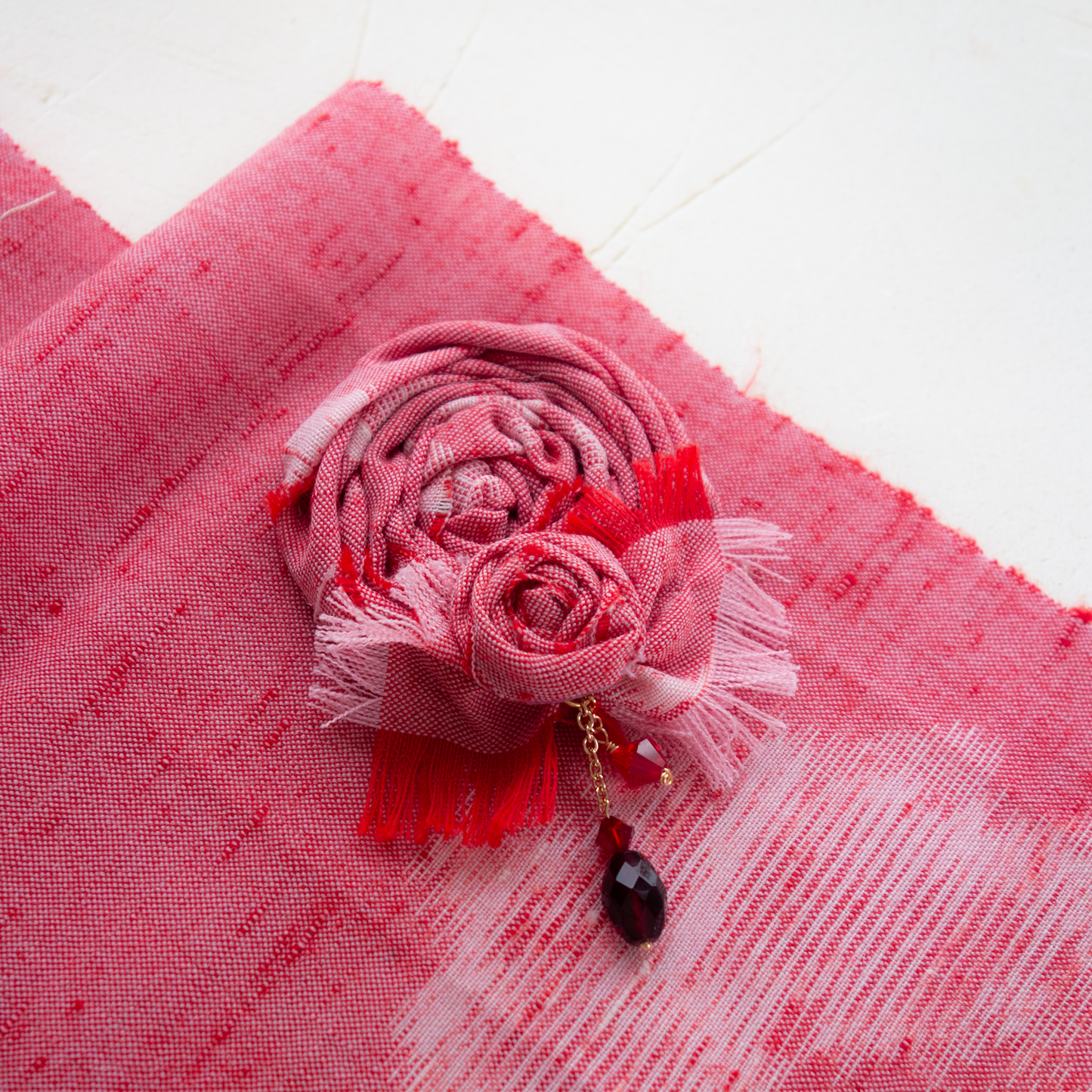 【中紅_nakabeni】和モダン_コサージュ*着物リメイク