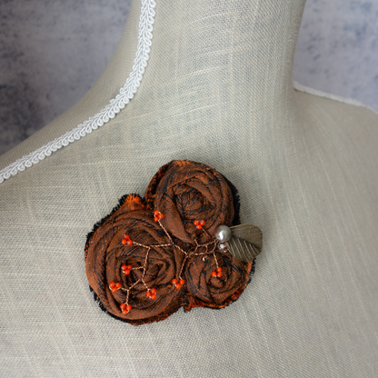 【 黄丹_ohni】和モダン_コサージュ*着物リメイク